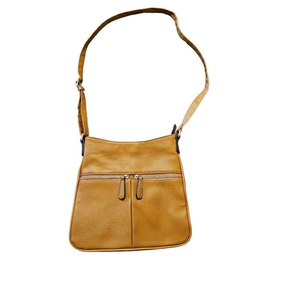 Crossbody Tan No Brand Purse Leopard Liner Zippered Pockets, NEW